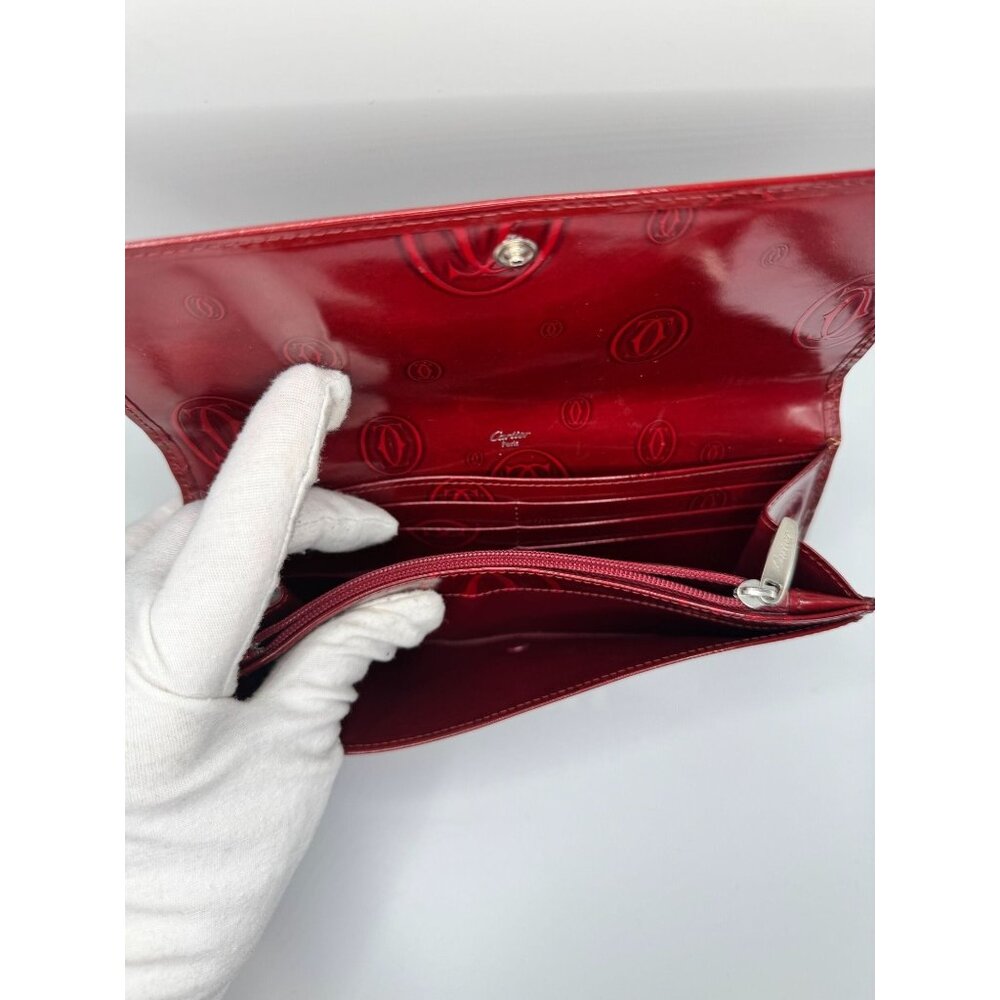 Cartier Red Monogram Leather Long Wallet With Snap Closure - Picture 10 of 16